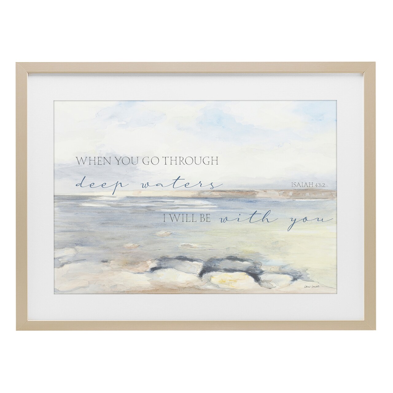 Stupell Industries Deep Waters Isaiah 43:2 Framed Print Under Glass, design by Lanie Loreth